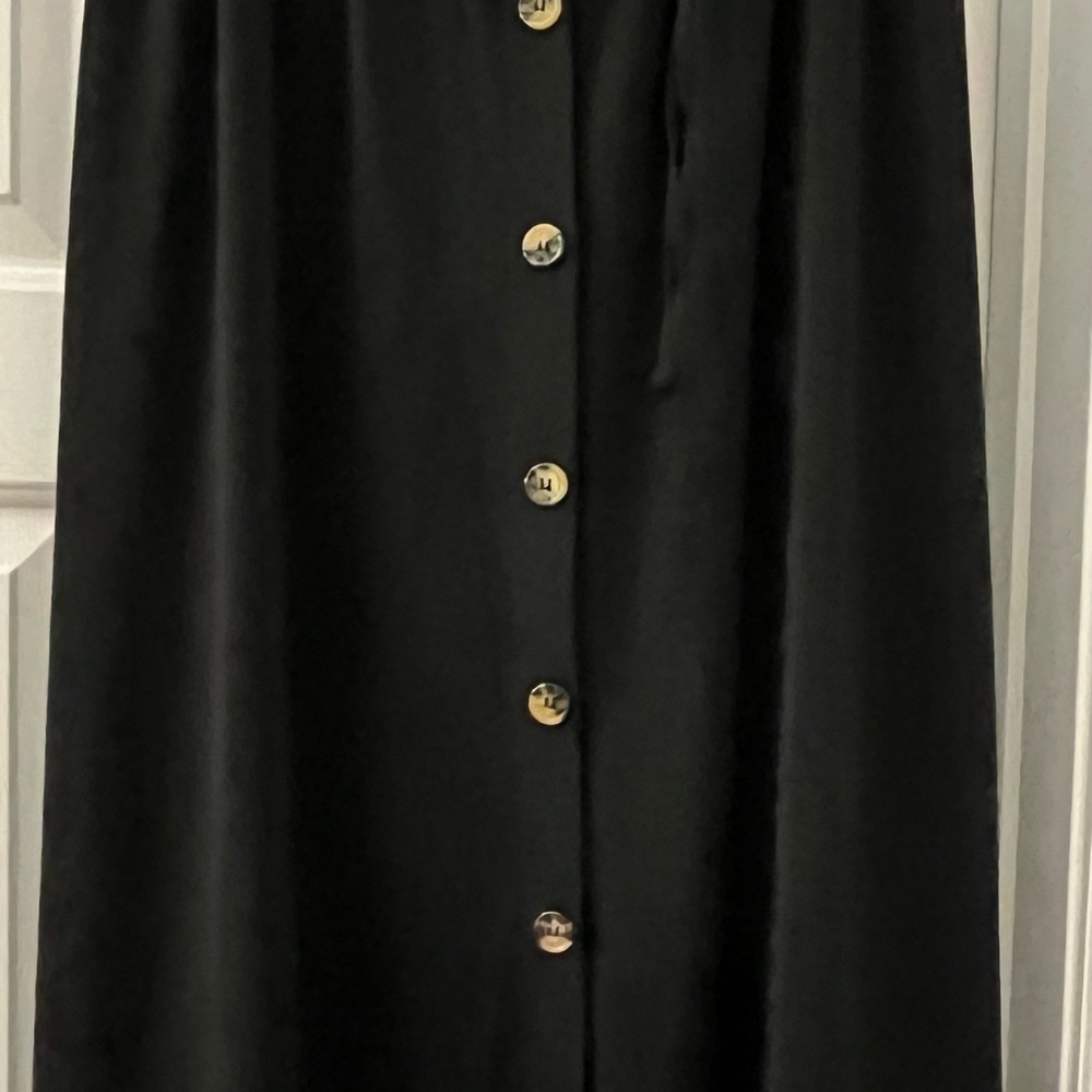 Terra & Sky Black Maxi Skirt with Button Detail